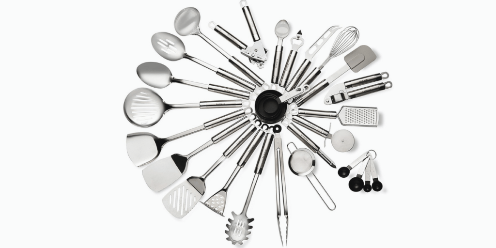 29 piece stainless steel kitchen utensils set