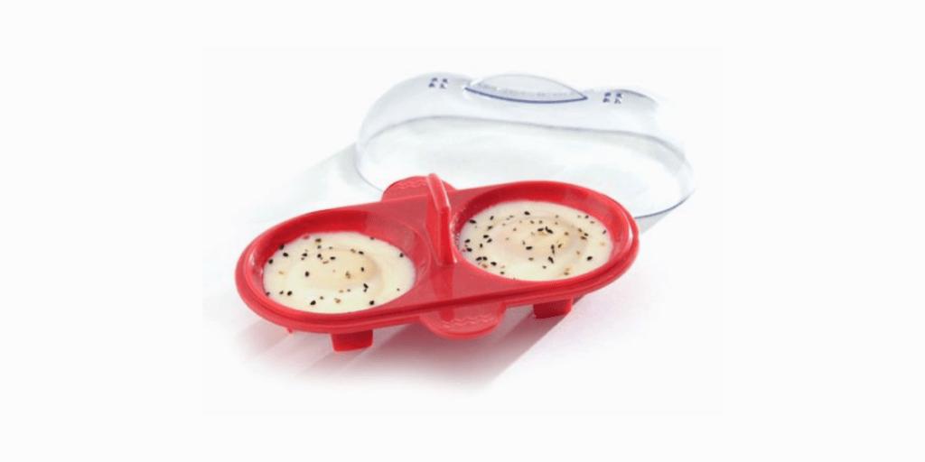 Norpro (996) Silicone Microwave Double Egg Poacher, Red