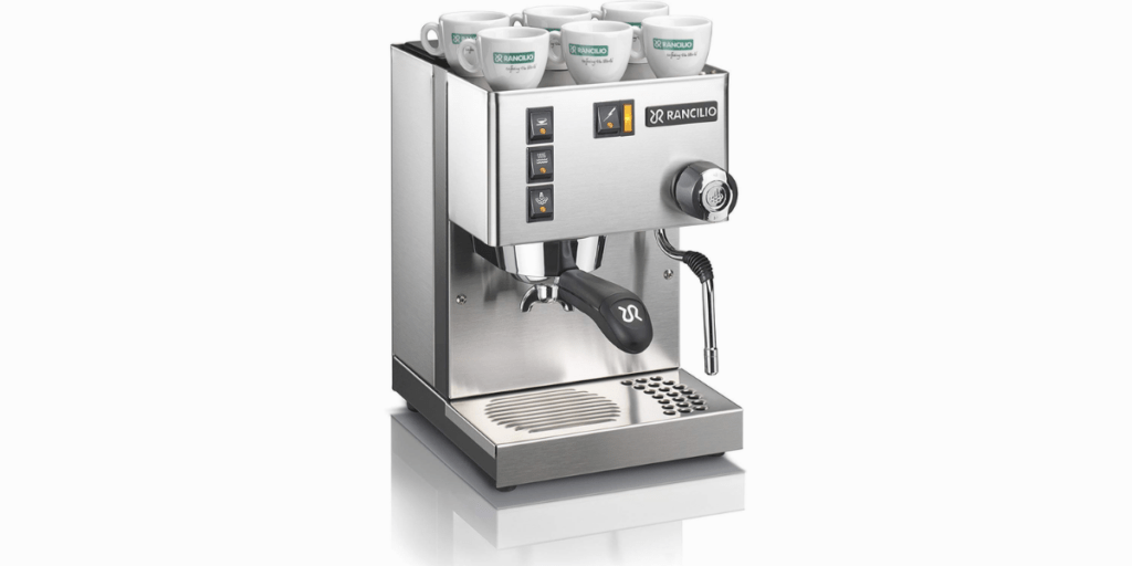Rancilio Silvia Espresso Machine with iron frame and stainless steel side panels