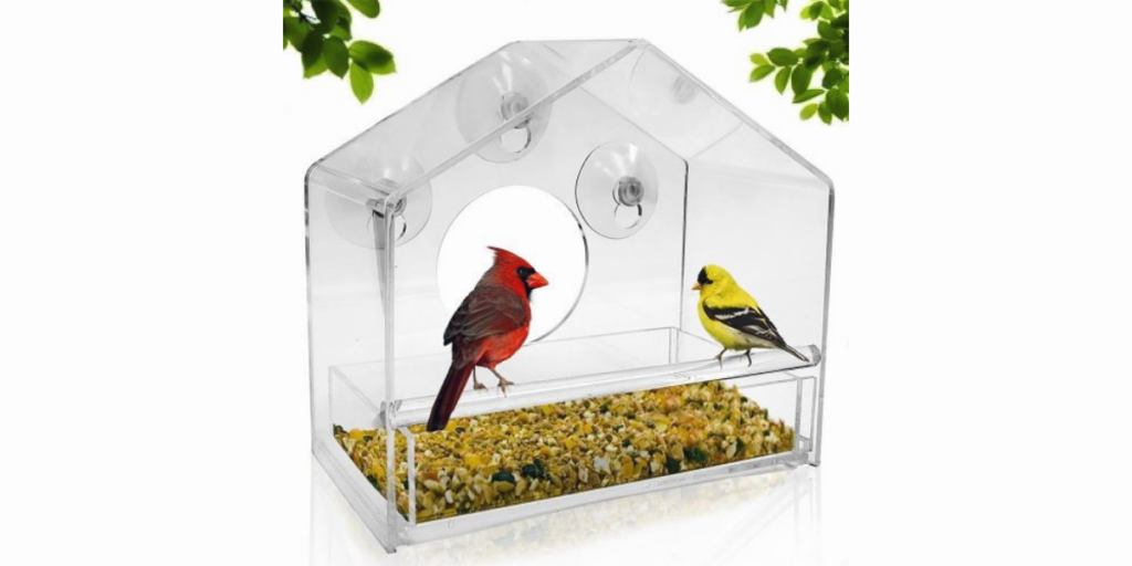 Upgraded window bird feeder, Sliding feed tray 